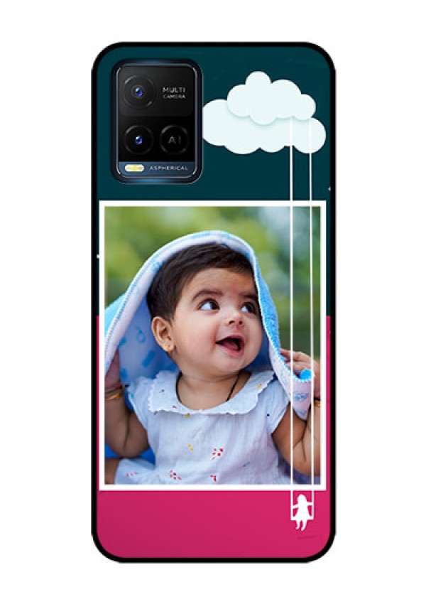 Vivo T1X Custom Glass Phone Case - Cute Girl with Cloud Design