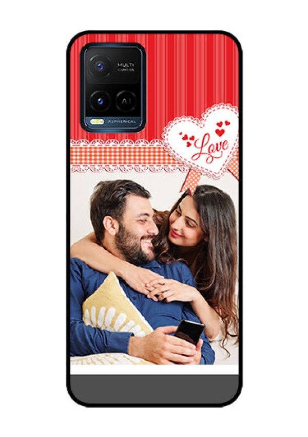 Vivo T1X Custom Glass Mobile Case - Red Love Pattern Design