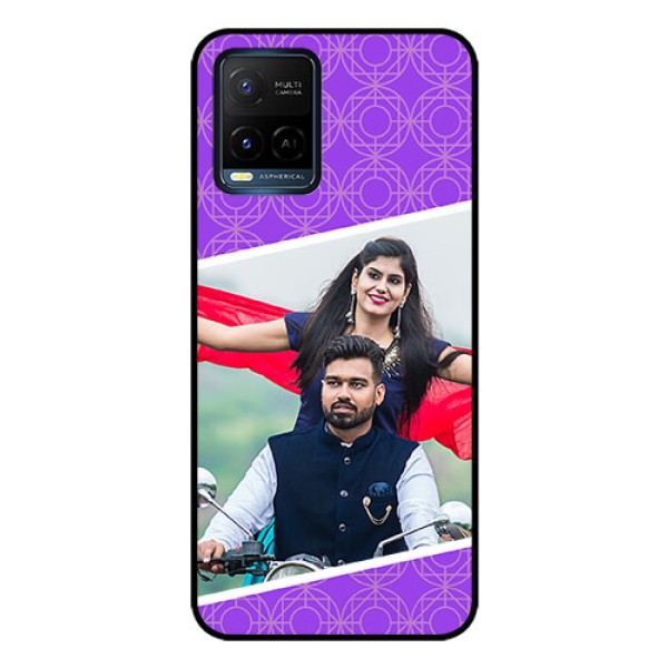 Vivo T1X Custom Glass Phone Case - Violet Pattern Design Vivo T1X Custom Glass Phone Case - Violet Pattern Design