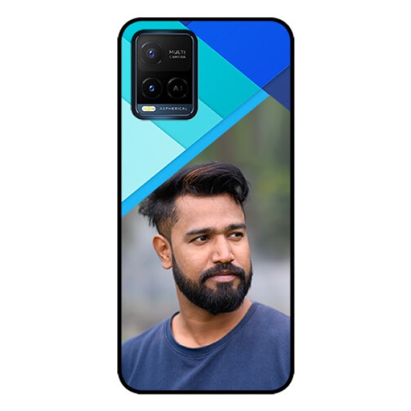 Vivo T1X Custom Glass Phone Case - Blue Pattern Design