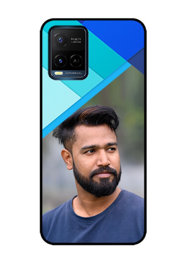 Vivo T1X Custom Glass Phone Case - Blue Pattern Design