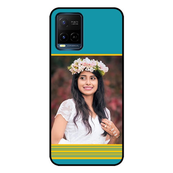 Vivo T1X Custom Glass Phone Case - Yellow & Blue Design Vivo T1X Custom Glass Phone Case - Yellow & Blue Design