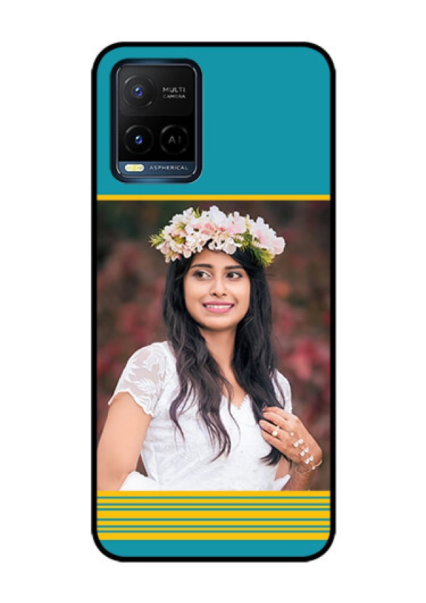 Vivo T1X Custom Glass Phone Case - Yellow & Blue Design