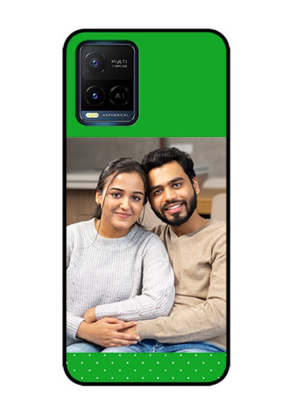 Vivo T1X Personalized Glass Phone Case - Green Pattern Design