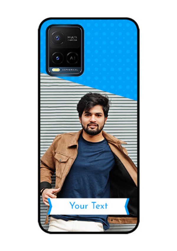 Vivo T1X Photo Printing on Glass Case - Simple Blue Color Design
