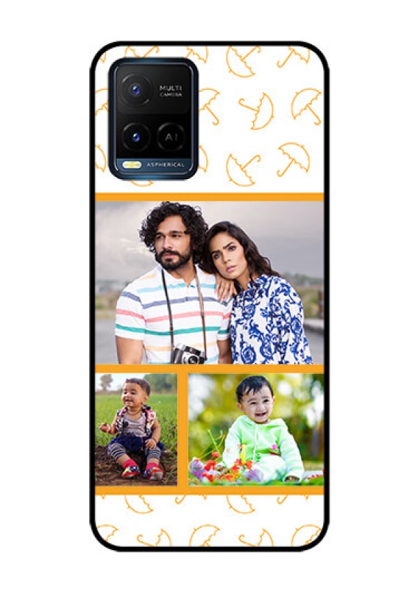 Vivo T1X Custom Glass Mobile Case - Yellow Pattern Design