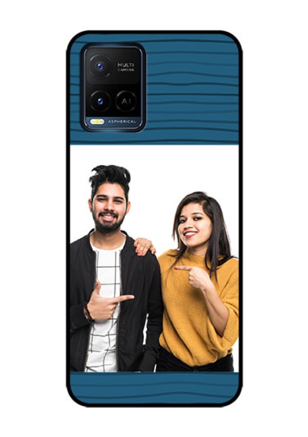 Vivo T1X Custom Glass Phone Case - Blue Pattern Cover Design