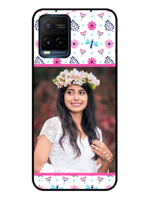 Custom Vivo T1X Photo Printing on Glass Case - Colorful Flower Design