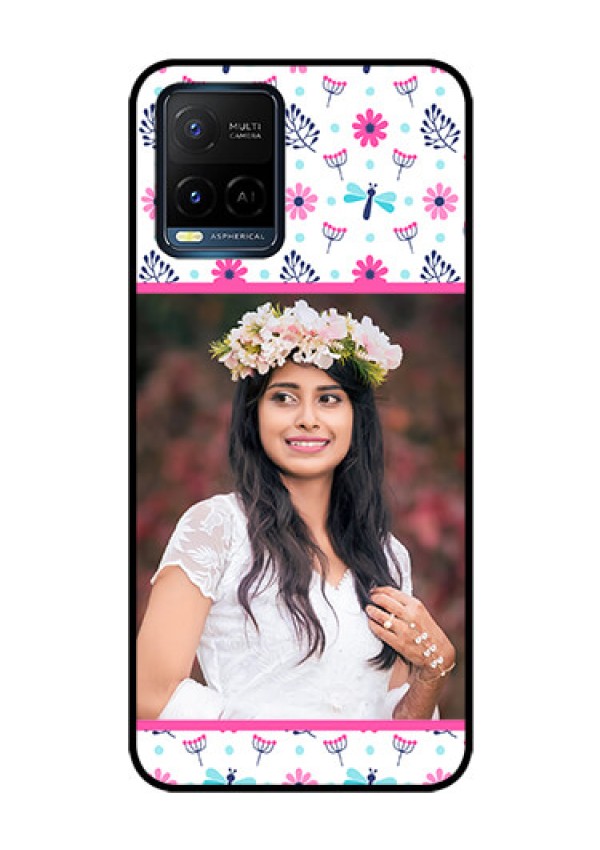 Vivo T1X Photo Printing on Glass Case - Colorful Flower Design