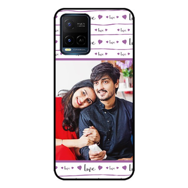 Vivo T1X Custom Glass Mobile Case - Couples Heart Design