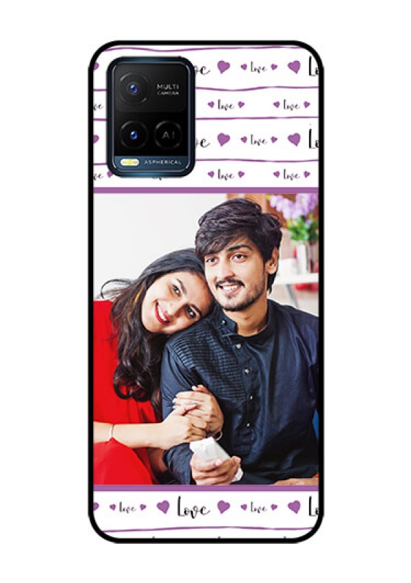 Vivo T1X Custom Glass Mobile Case - Couples Heart Design