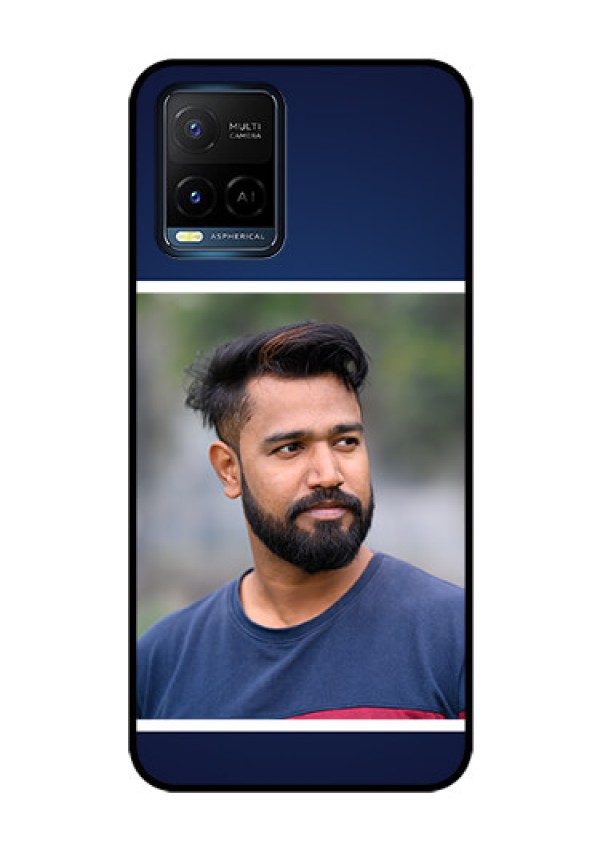 Vivo T1X Personalized Glass Phone Case - Simple Royal Blue Design