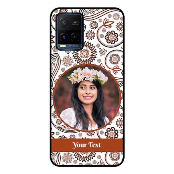 Vivo T1X Custom Glass Mobile Case - Abstract Flower Design
