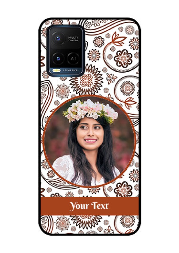 Vivo T1X Custom Glass Mobile Case - Abstract Flower Design
