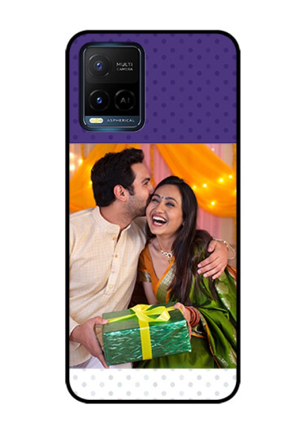 Vivo T1X Personalized Glass Phone Case - Violet Pattern Design