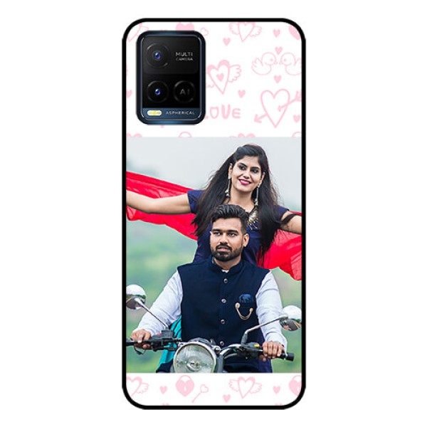 Vivo T1X Custom Glass Mobile Case - Pink Flying Heart Design