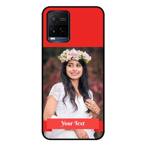 Vivo T1X Custom Glass Phone Case - Simple Red Color Design Vivo T1X Custom Glass Phone Case - Simple Red Color Design