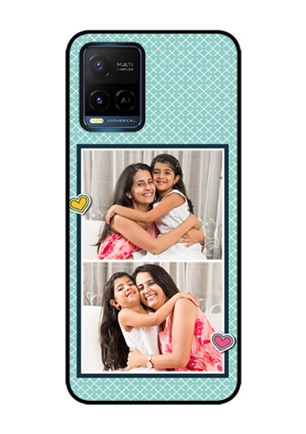 Vivo T1X Custom Glass Phone Case - 2 Image Holder with Pattern Design