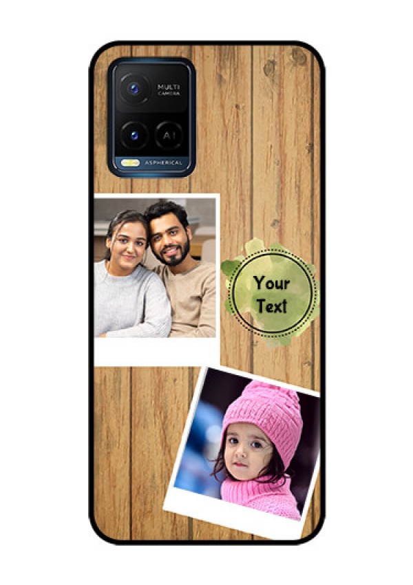 Vivo T1X Custom Glass Phone Case - Wooden Texture Design