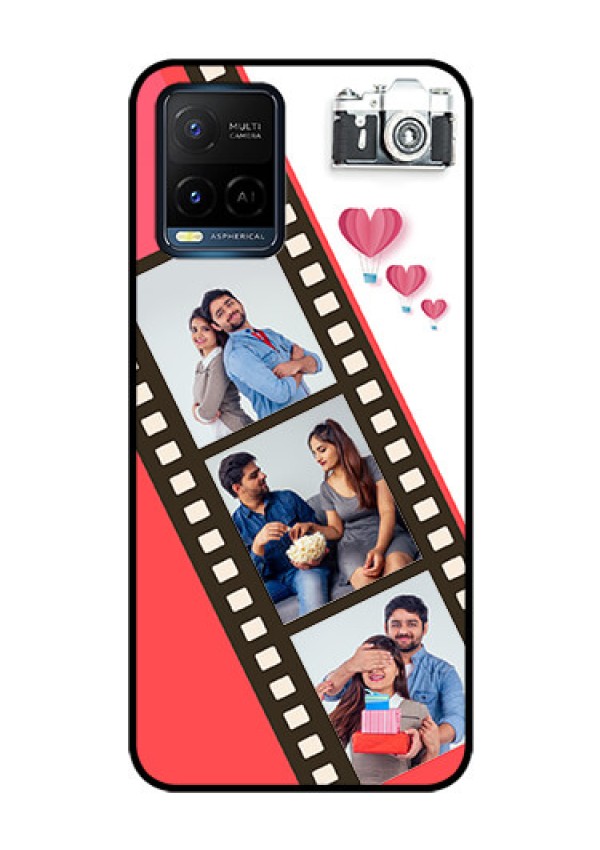 Vivo T1X Personalized Glass Phone Case - 3 Image Holder with Film Reel