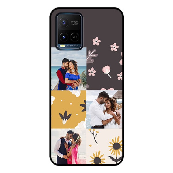 Vivo T1X Photo Printing on Glass Case - 3 Images with Floral Design Vivo T1X Photo Printing on Glass Case - 3 Images with Floral Design
