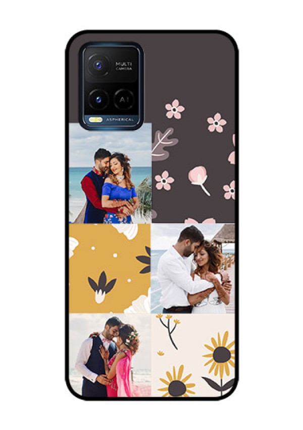 Vivo T1X Photo Printing on Glass Case - 3 Images with Floral Design