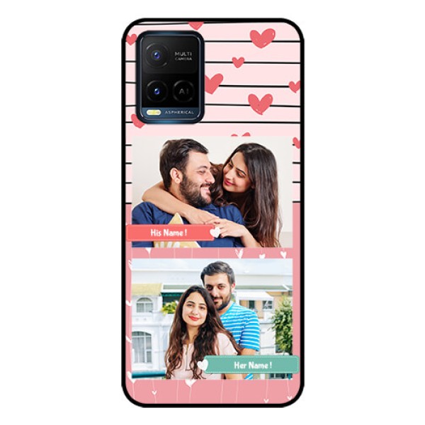 Vivo T1X Custom Glass Mobile Case - Photo with Heart Design