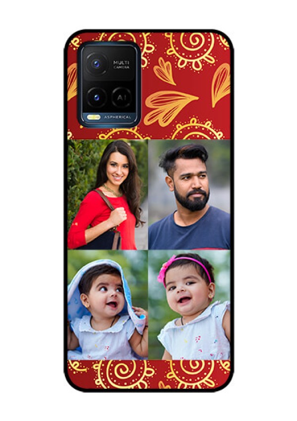 Vivo T1X Photo Printing on Glass Case - 4 Image Traditional Design