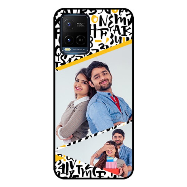 Vivo T1X Custom Glass Mobile Case - Letters Pattern Design Vivo T1X Custom Glass Mobile Case - Letters Pattern Design