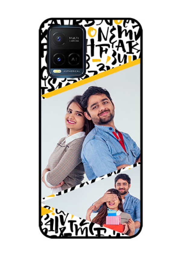 Vivo T1X Custom Glass Mobile Case - Letters Pattern Design