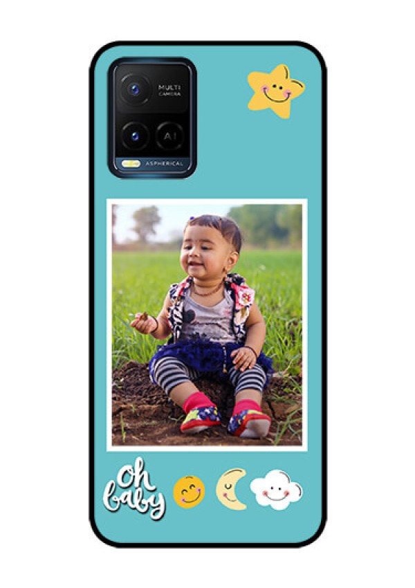Vivo T1X Personalized Glass Phone Case - Smiley Kids Stars Design