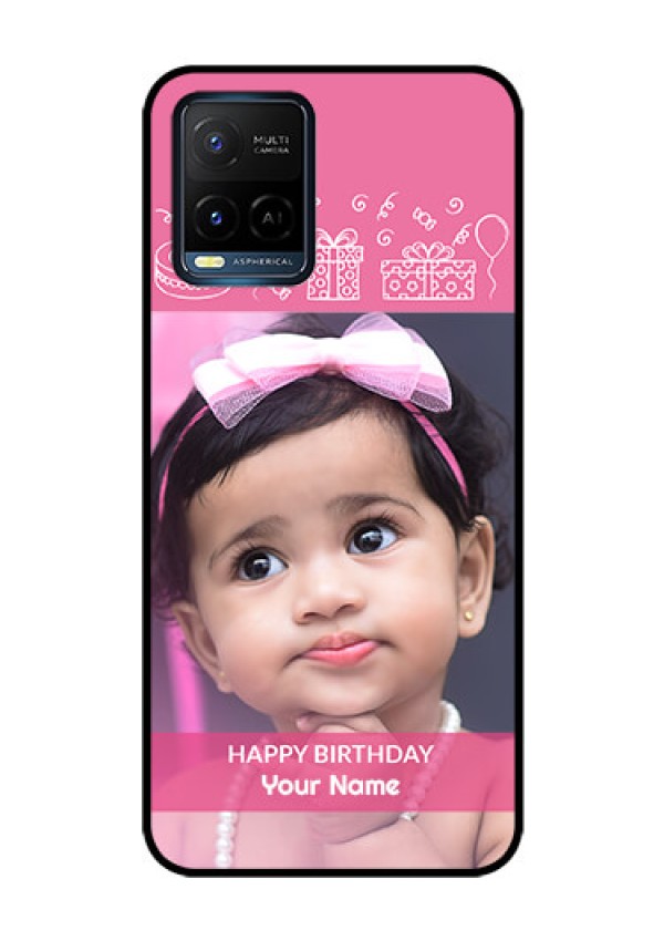 Vivo T1X Photo Printing on Glass Case - with Birthday Line Art Design