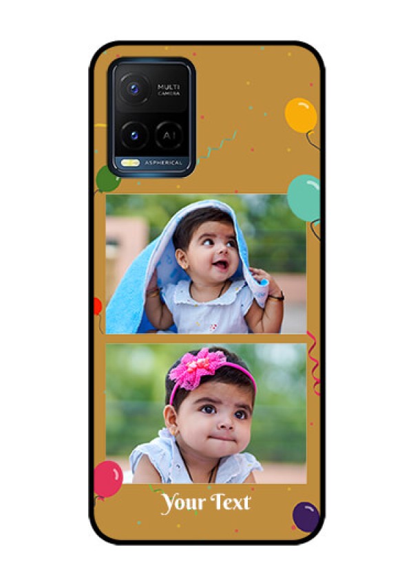 Vivo T1X Personalized Glass Phone Case - Image Holder with Birthday Celebrations Design