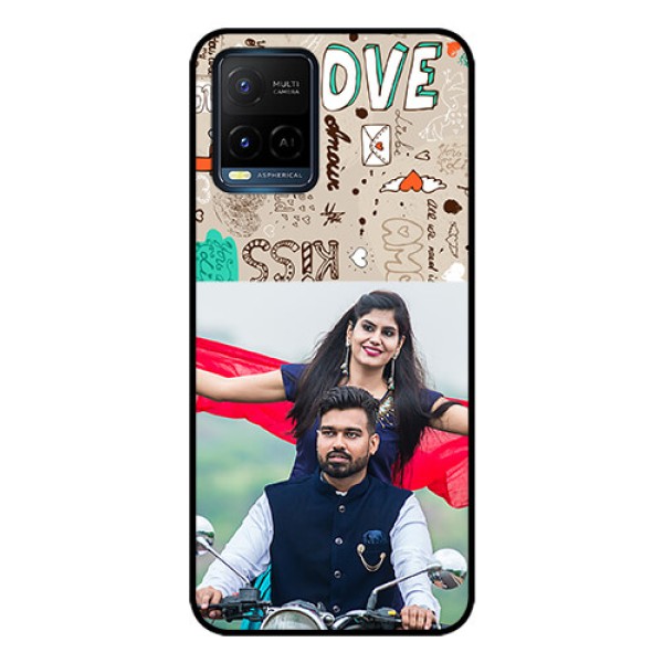 Vivo T1X Custom Glass Phone Case - Love Doodle Pattern