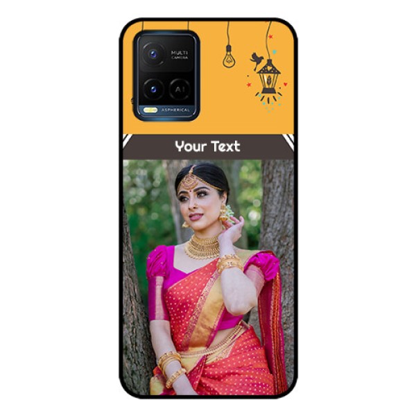 Vivo T1X Custom Glass Mobile Case - with Family Picture and Icons Vivo T1X Custom Glass Mobile Case - with Family Picture and Icons