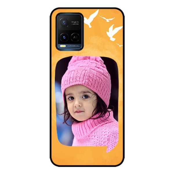 Vivo T1X Personalized Glass Phone Case - Water Color Design with Bird Icons Vivo T1X Personalized Glass Phone Case - Water Color Design with Bird Icons