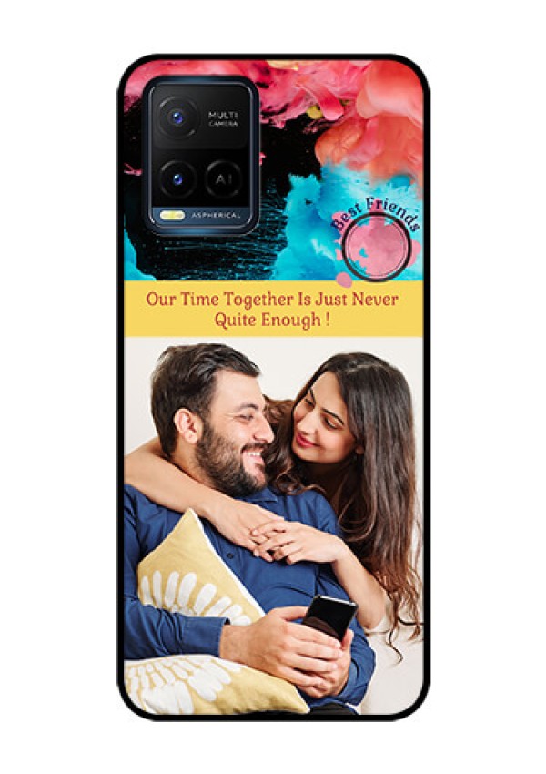 Vivo T1X Custom Glass Mobile Case - Quote with Acrylic Painting Design