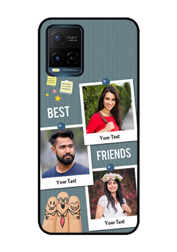 Vivo T1X Personalized Glass Phone Case - Sticky Frames and Friendship Design