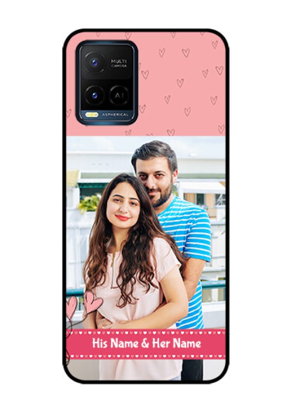 Vivo T1X Personalized Glass Phone Case - Love Design Peach Color