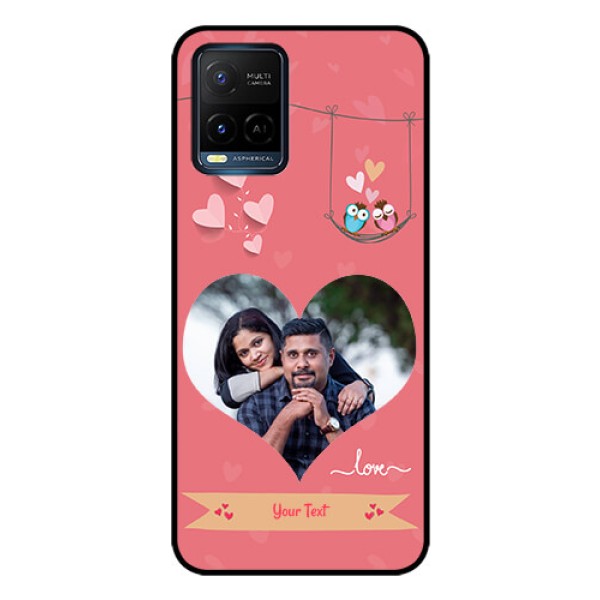 Vivo T1X Personalized Glass Phone Case - Peach Color Love Design Vivo T1X Personalized Glass Phone Case - Peach Color Love Design