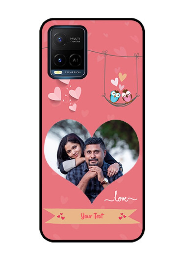 Vivo T1X Personalized Glass Phone Case - Peach Color Love Design