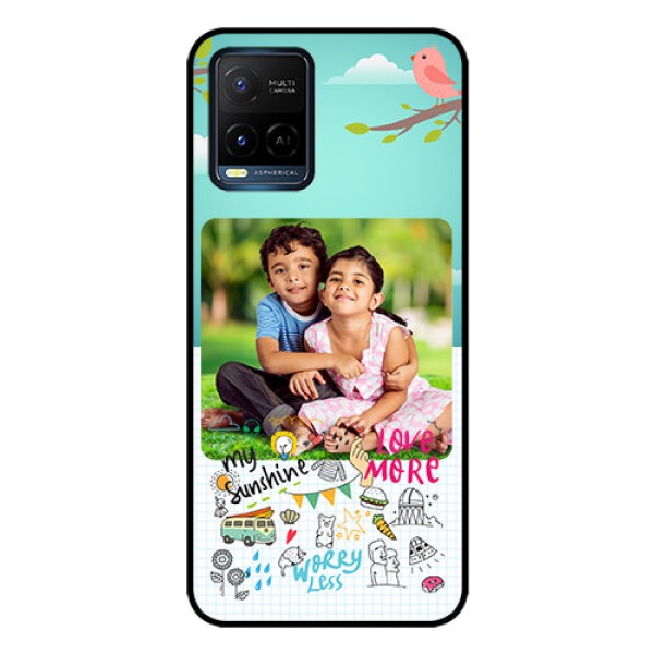 Vivo T1X Photo Printing on Glass Case - Doodle love Design