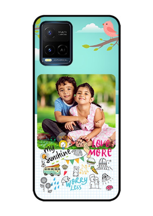Vivo T1X Photo Printing on Glass Case - Doodle love Design