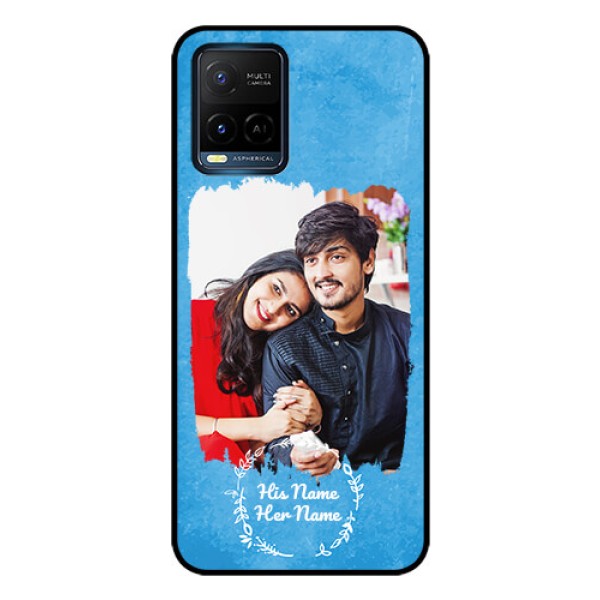Vivo T1X Custom Glass Phone Case - Blue Color Vintage Design Vivo T1X Custom Glass Phone Case - Blue Color Vintage Design