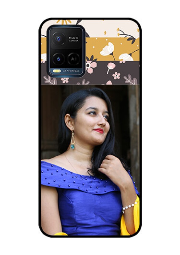 Vivo T1X Custom Glass Phone Case - Stylish Floral Design
