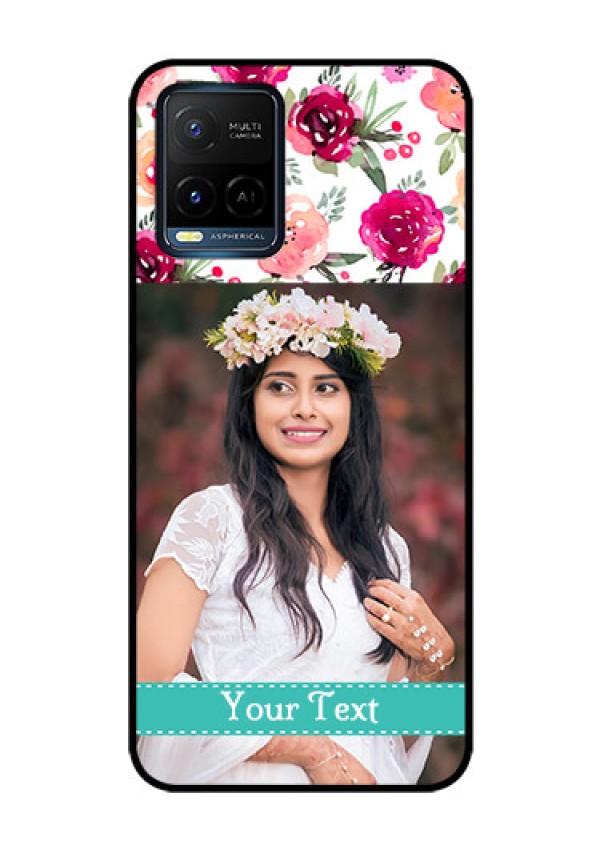 Vivo T1X Custom Glass Phone Case - Watercolor Floral Design
