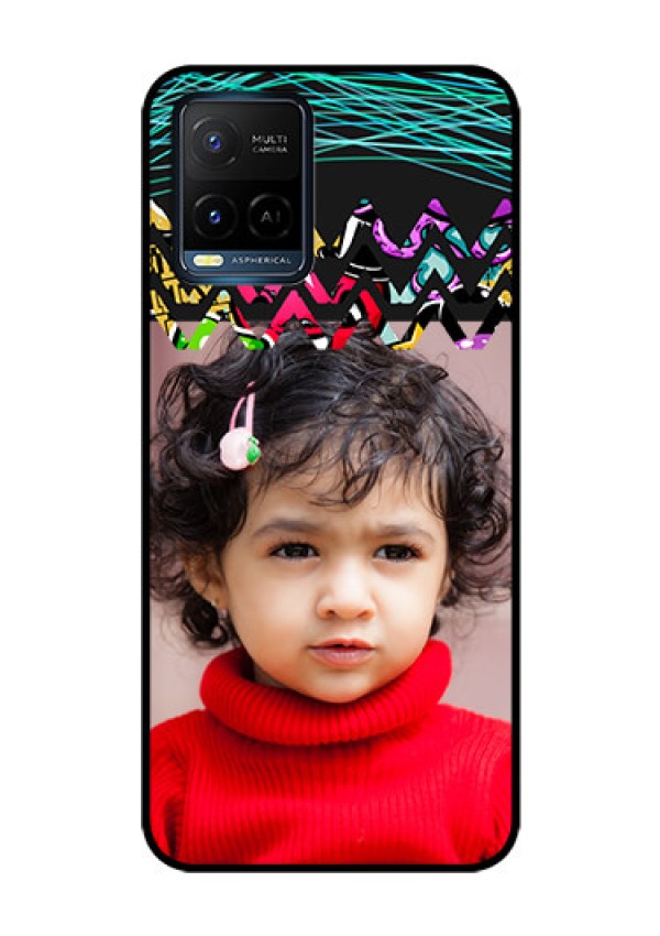 Vivo T1X Personalized Glass Phone Case - Neon Abstract Design