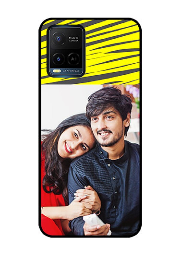 Vivo T1X Photo Printing on Glass Case - Yellow Abstract Design