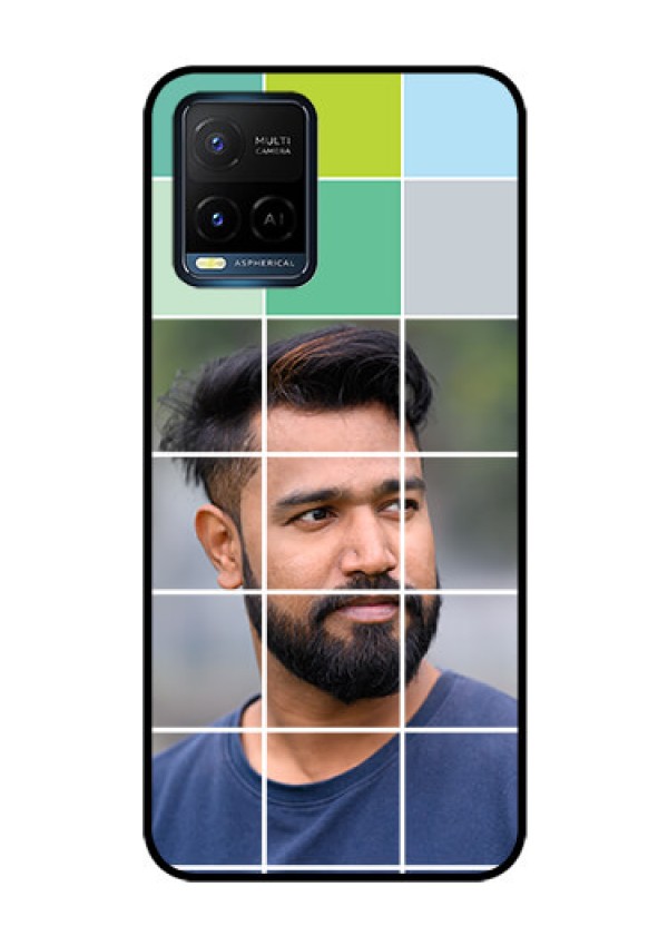 Vivo T1X Photo Printing on Glass Case - with white box pattern