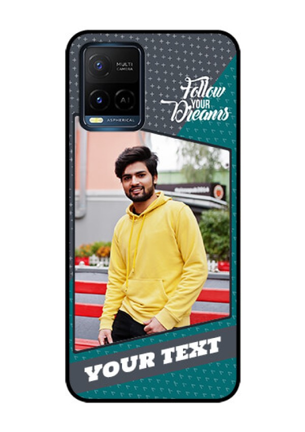 Vivo T1X Personalized Glass Phone Case - Background Pattern Design with Quote